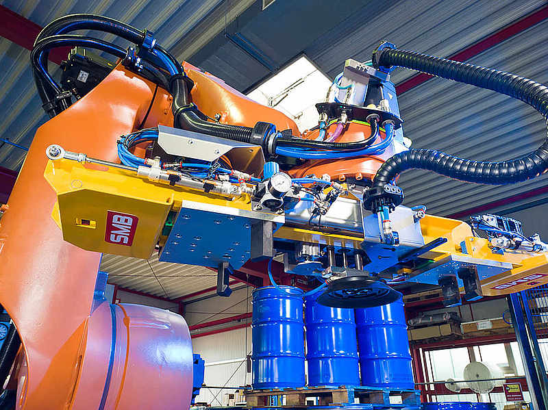 Kombigreifer des Palettierroboters für Paletten und Fässer