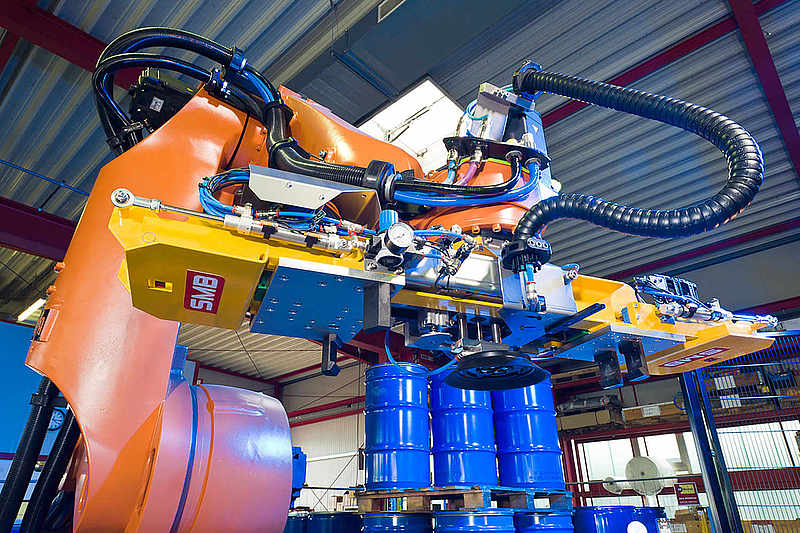 Kombigreifer des Palettierroboters für Paletten und Fässer